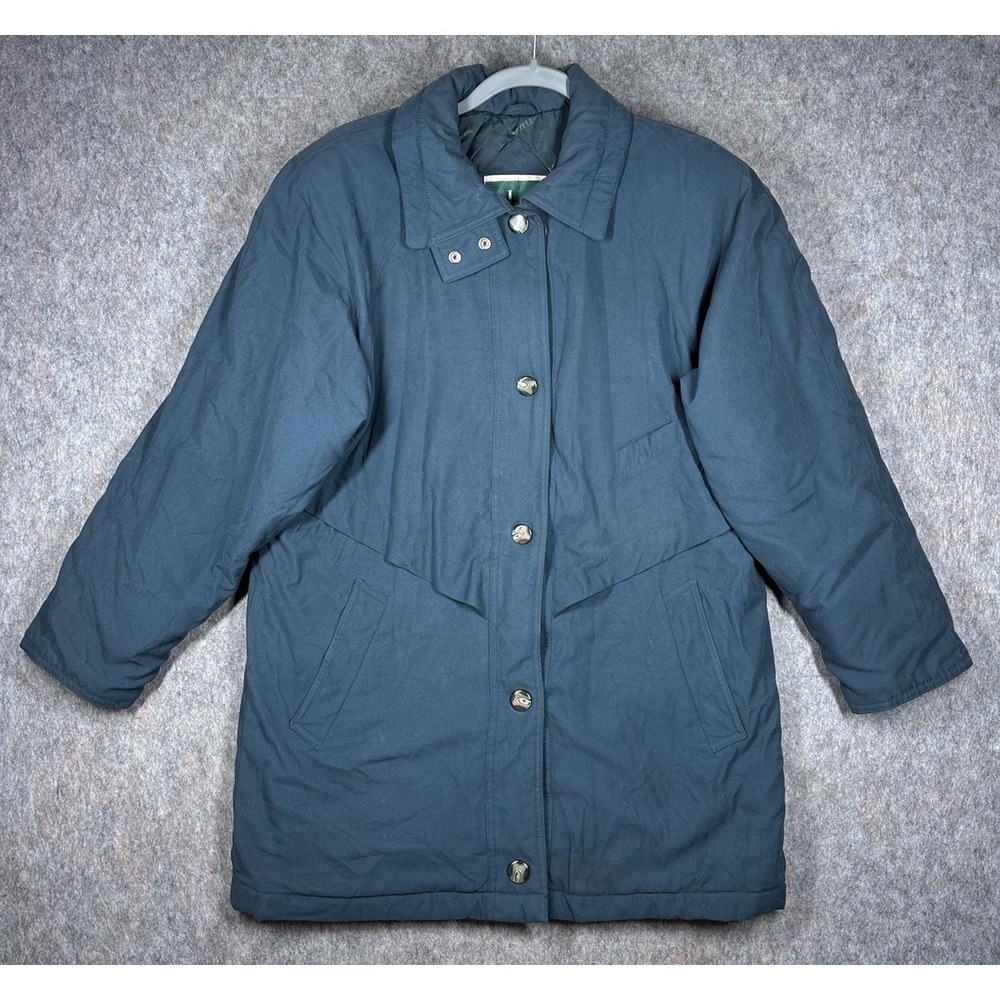 Larry Levine Vintage Puffer Coat Womens Large Teal Insulated Winter Jacket